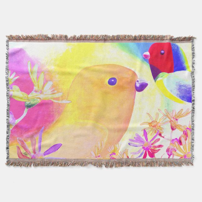 Manta Pájaros Brillantes con Tie-Dye (Anverso)