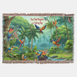 Manta Pájaros tropicales coloridos entre los planos vibr