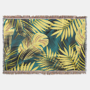 Manta Palm Leaves: Tropical Vintage oscuro