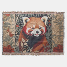 Panda Rojo Elegante William Morris Inspirado Flora