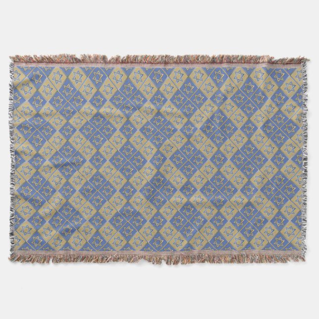 Manta Paneles de Arte Estrella de David Azul Dorado (Anverso)