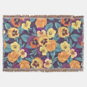 Manta Pansies en violeta de ciruela