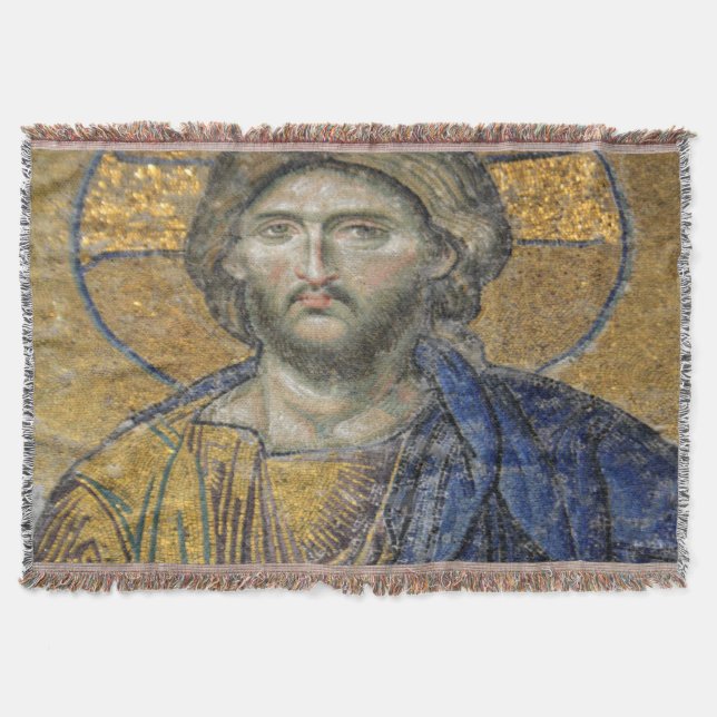 Manta Pantocrador de Cristo Mosaico Icónico Religioso Ro (Anverso)