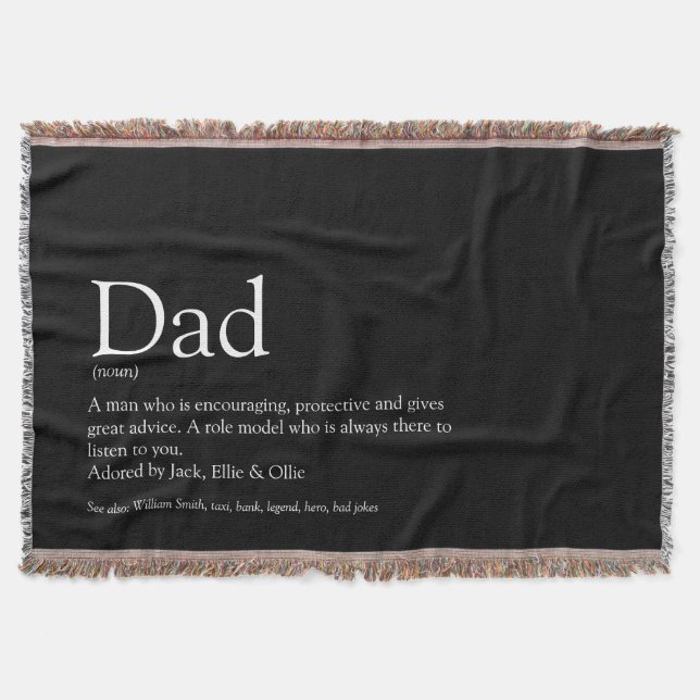 Manta Papá, papi, padre definición negro y blanco (Anverso)