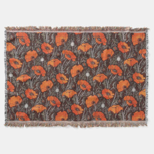 Manta PAPAS ROJAS EN Floral DE amapola BLANCA NEGRA