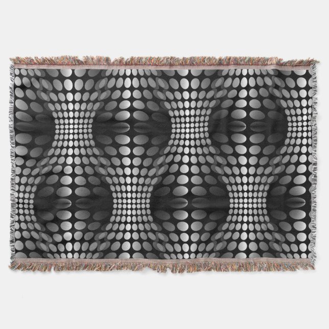 Manta Papel de escritorio de las olas punteadas negro y  (Anverso)