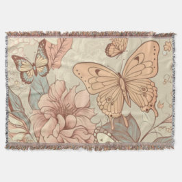 Manta Papel de mariposas y flores