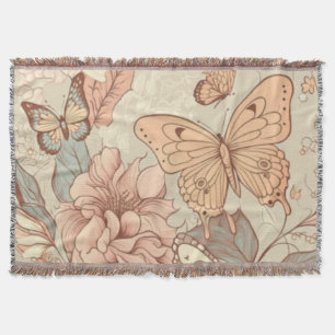 Manta Papel de mariposas y flores