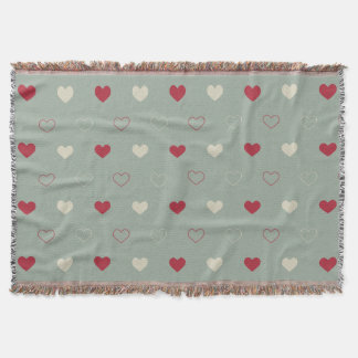 Manta Papel pintado con patrón de corazones rojos y beig