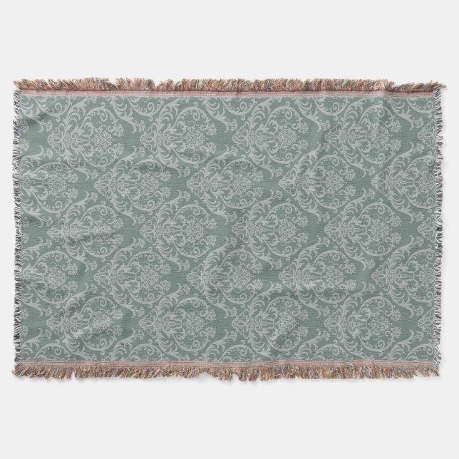 Manta Papel pintado floral verde (Anverso)