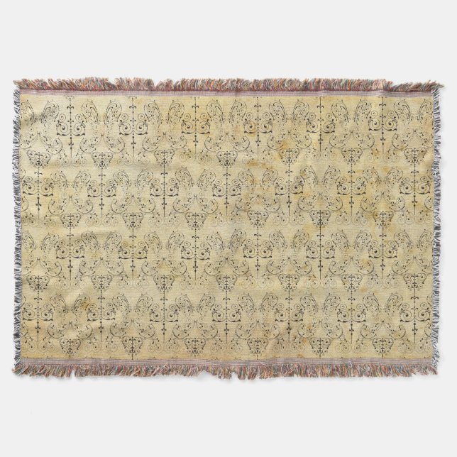 Manta Papel tapiz de Damask de época - negro + tu traser (Anverso)