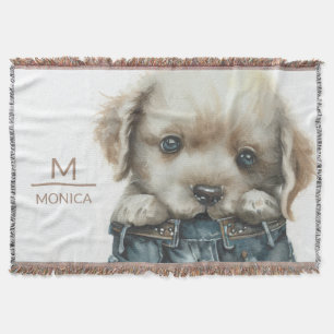 Manta Papicolau en jeans Monograma de arte personalizado