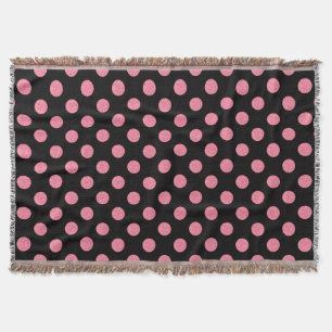 Manta Paquetes de polka rosados sobre fondo negro