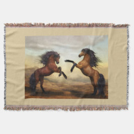 Manta par de caballos salvajes