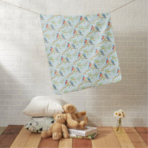 Manta para bebé de pájaros azules con texto azul p