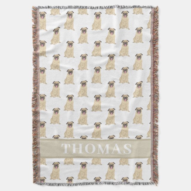 Manta para bebé pug personalizada (Frente vertical)