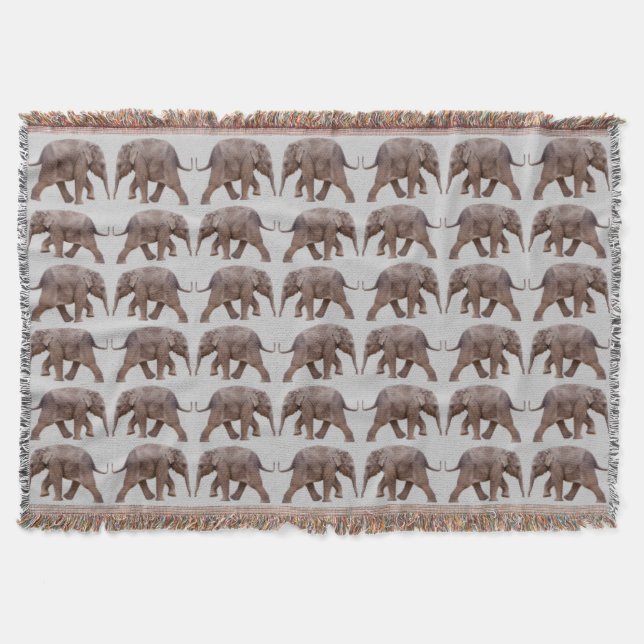 Manta para Lanzar Frenesí de Elefante Bebé (Gris C (Anverso)