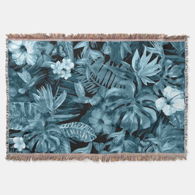 Manta Paraíso de Acuarela Tropical: Floración de la Jung (Anverso)