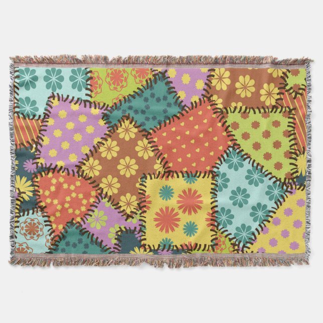 Manta Parche ecléctico: mezcla de patrones diversos (Anverso)