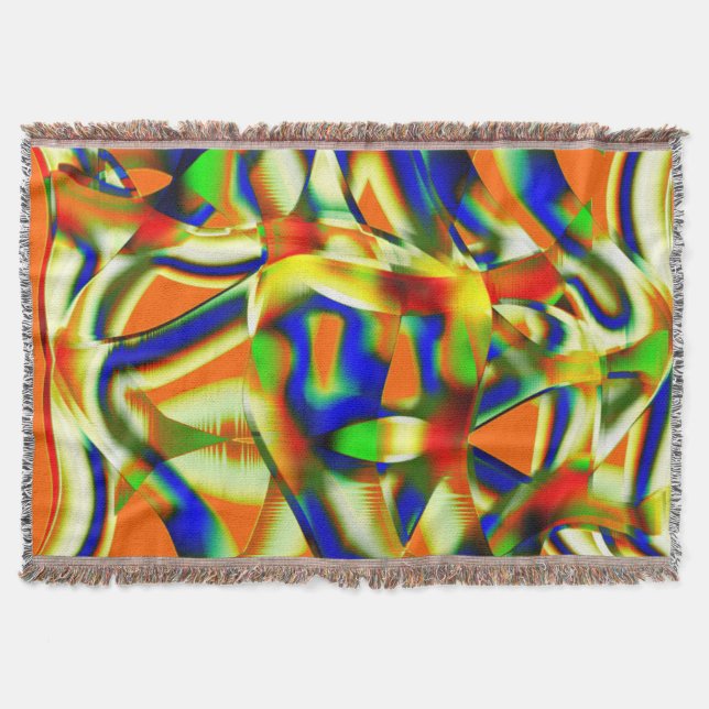 Manta Parches de color en tiras beige curvadas (Anverso)