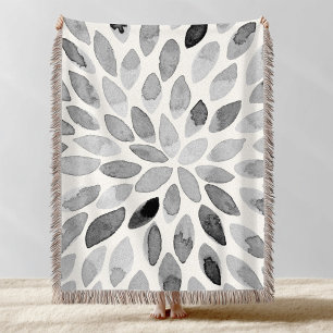 Manta Paredes de brocha acuarela - blanco y negro