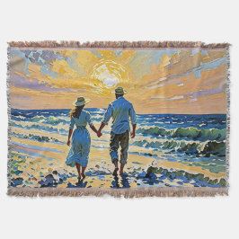 Manta Pareja enamorada en la playa - Throw Blanket