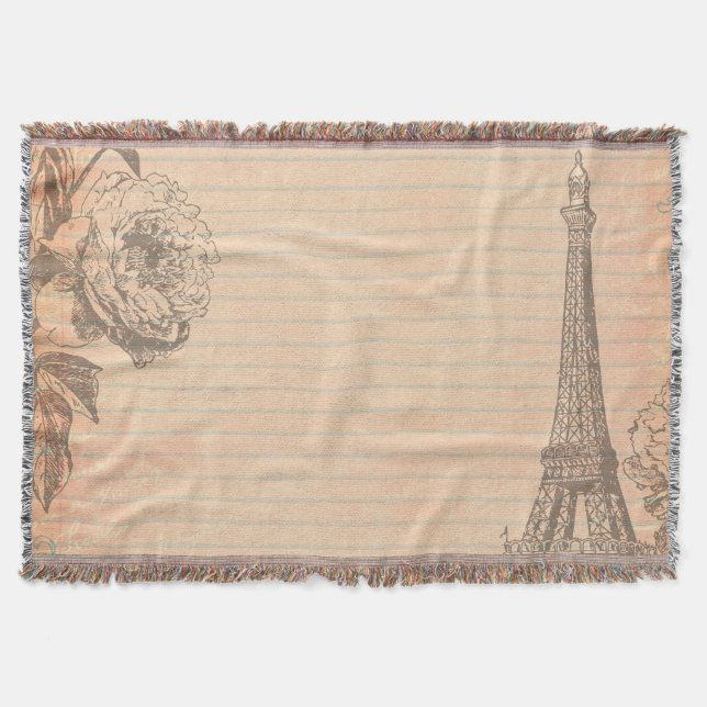 Manta París Francia Torre Eifel Shabby Chic Throw Blanke (Anverso)