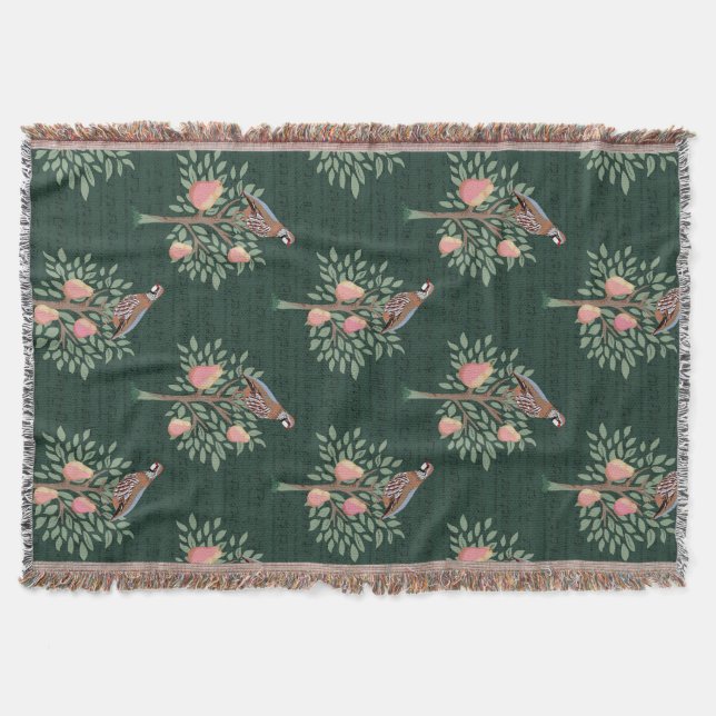 Manta Partridge in a pear tree Christmas Carole on green (Anverso)