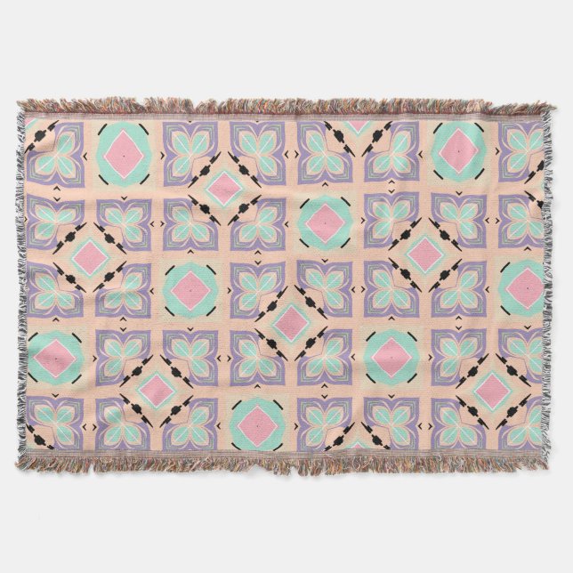 Manta Pastel Geometric Tile Pattern | Pink Mint Purple  (Anverso)