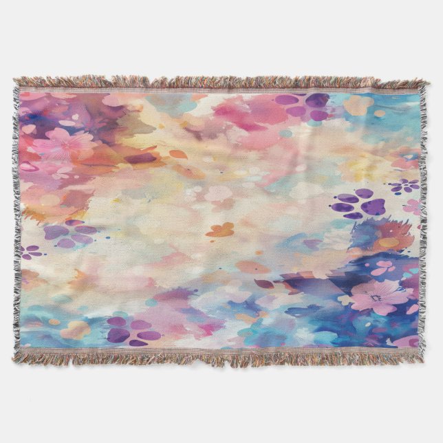Manta Pastel Paw Print Throw Blanket A Gentle Hug  (Anverso)