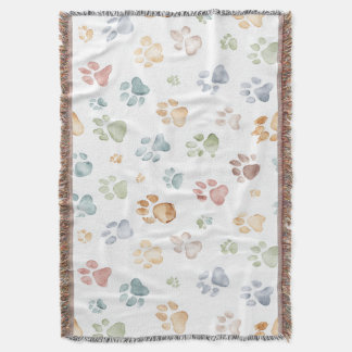 Manta Pastel Paw Print Throw Blanket Cozy Bloom 