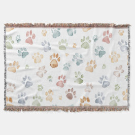 Manta Pastel Paw Print Throw Blanket Cozy Bloom 