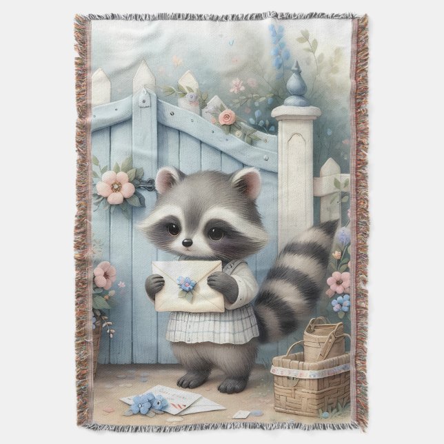 Manta Pastel Raccoon Letter Garden (Frente vertical)