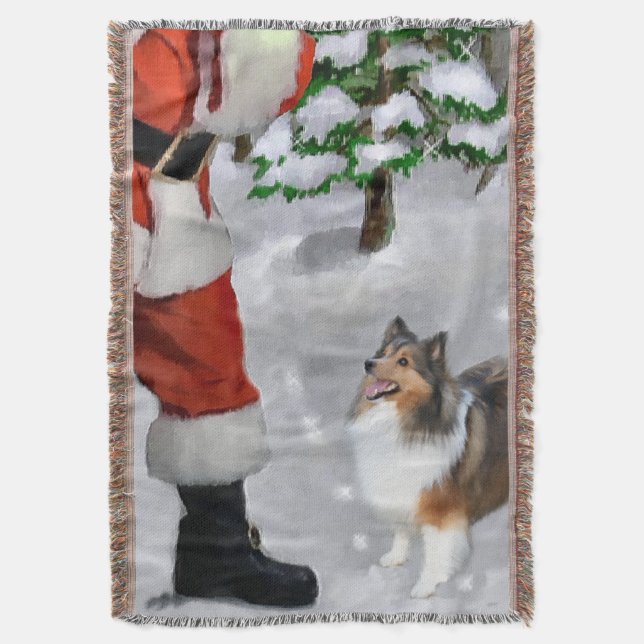 Manta Pastor de Shetland Sheltie Navidad (Frente vertical)