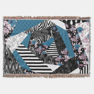 Manta Patchwork azul, popular, retoques, folclórico, rús