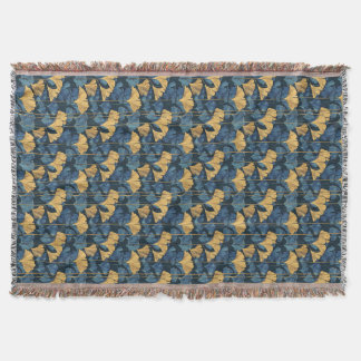Manta Patina Blue and Gold Ginkgo Leaf 