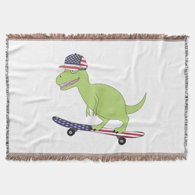 Manta Patinaje de Dinosaurios de Bandera Americana (Anverso)