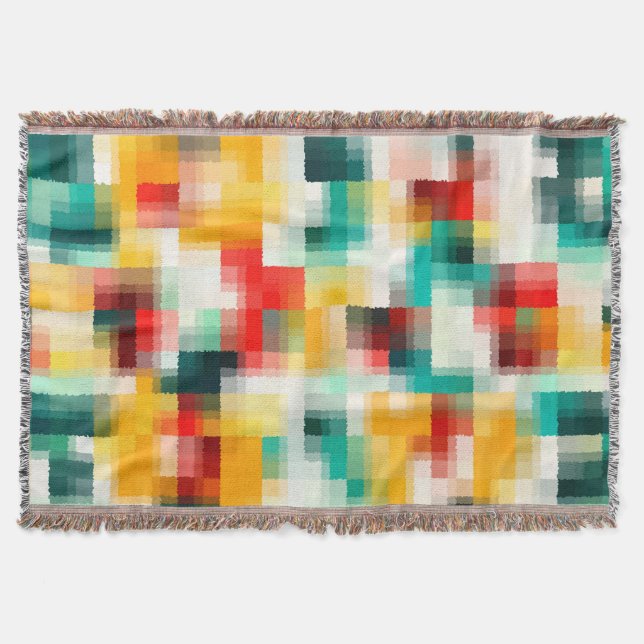 Manta Patrón abstracto de color blanco amarillo verde ro (Anverso)