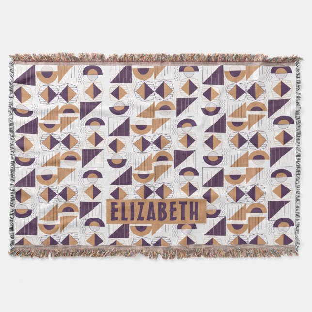 Manta Patrón abstracto estético púrpura y dorado (Anverso)