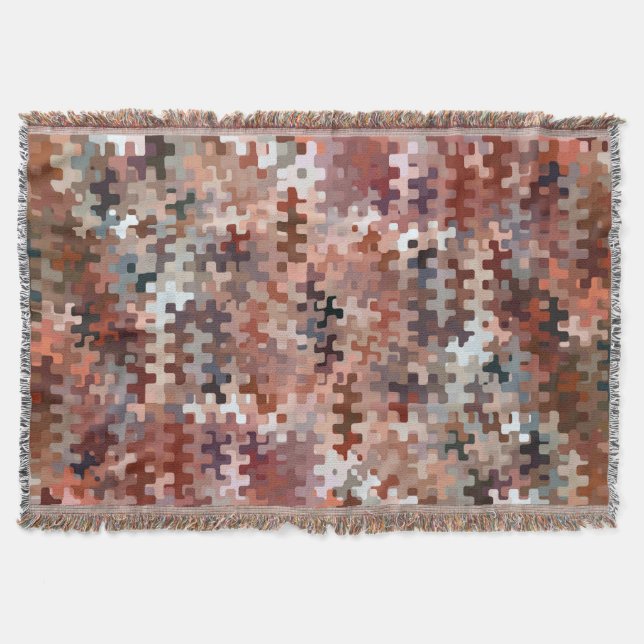 Manta Patrón abstracto multicolor de tónica terrestre (Anverso)