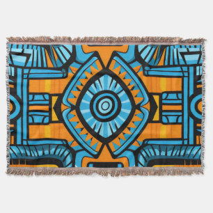 Manta patrón abstracto turquesa y azul