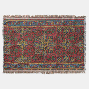 Manta Patrón Antiguo de Alfombra Persa Rojo Azul Arabesc