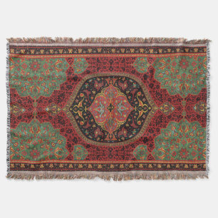 Manta Patrón Antiguo de Alfombra Persa Rojo Verde Arabes