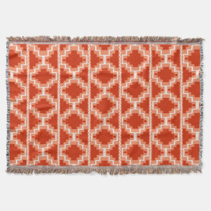Manta Patrón Aztec Ikat - Arroz, Naranja y blanco