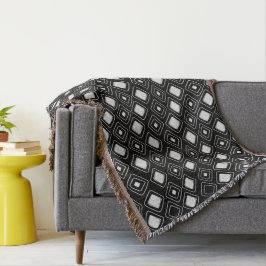 Manta Patrón Azteca Tribal de Boho Negro