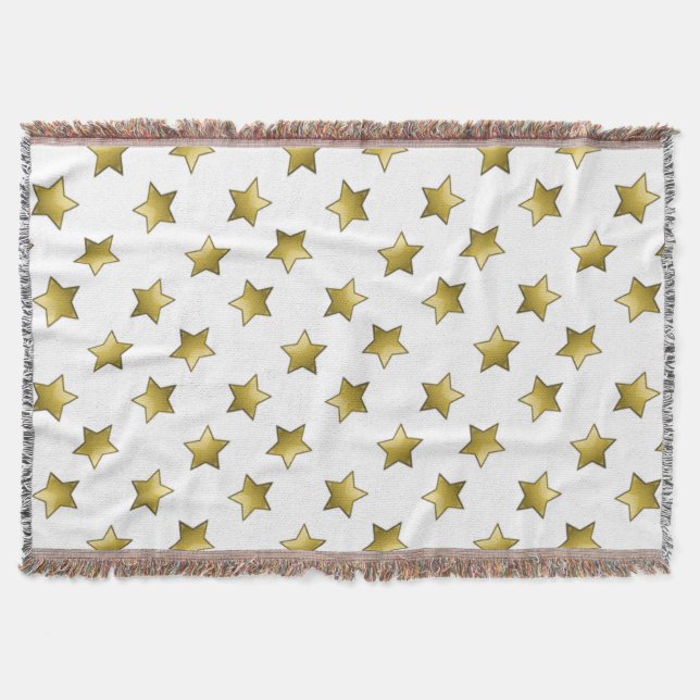 Manta Patrón blanco elegante de estrellas doradas (Anverso)