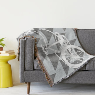 Manta Patrón blanco y gris de la bicicleta moderna Vinta