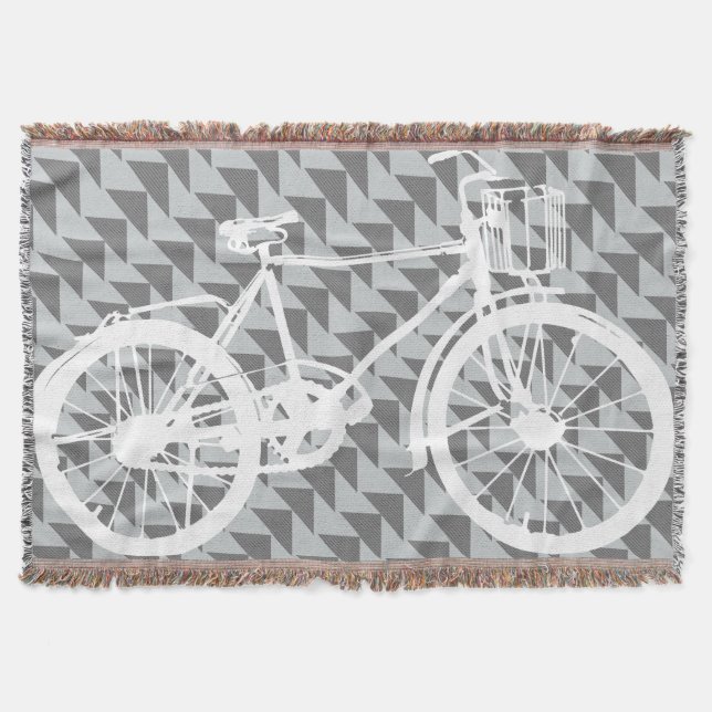 Manta Patrón blanco y gris de la bicicleta moderna Vinta (Anverso)