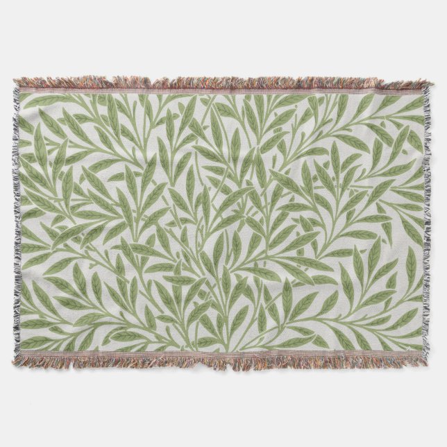Manta Patrón botánico floral verde de William Morris (Anverso)