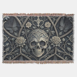 Manta Patrón Celestial Floral Calavera Gótica (2)